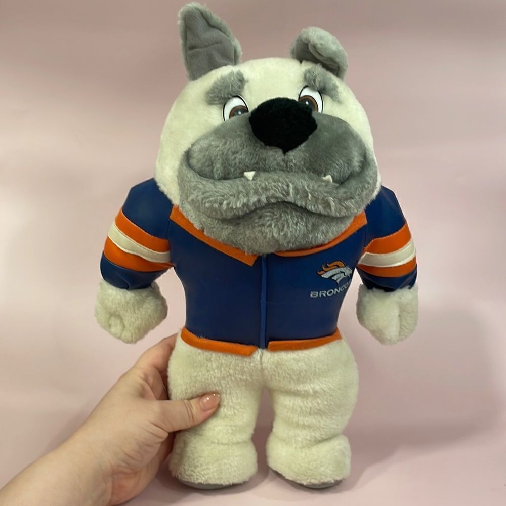Vintage Denver Broncos souvenir 10" Bulldog Dog Plush Stadium 14” tall 1998